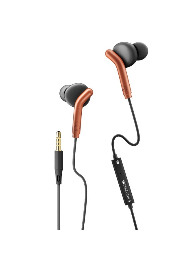 ZEBRONICS Bro 3.5Mm Wired in Ear Earphones, in-Line Mic, Deep Bass, 1.2M Strong and Long Lasting Cable, Light Weight, Compatible with Mobile | Tablet | Laptop (Orange) (‎Zeb-Bro) - Image 1